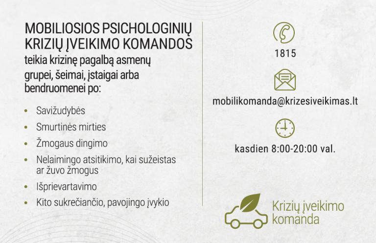 Dėl mobiliųjų komandų paslaugų krizių atvejais