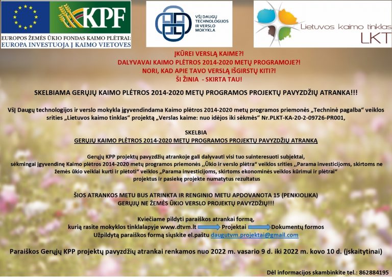 ĮKŪREI VERSLĄ KAIME?! DALYVAVAI KAIMO PLĖTROS 2014 – 2020 METŲ PROGRAMOJE?! NORI, KAD APIE TAVO VERSLĄ IŠGIRSTŲ KITI?! ŠI ŽINIA – SKIRTA TAU!